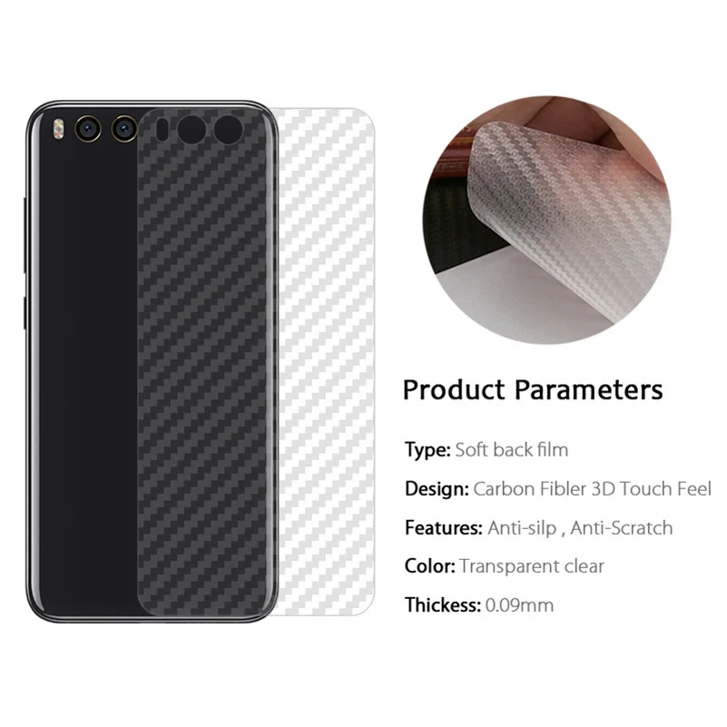 5PACK 3D Carbon Rear Fibre Skin Sticker Protector For Xiaomi 4C 4i 4S 5 5s Plus Protective Back Film Mi 6 M6 6X 8 SE | Мобильные