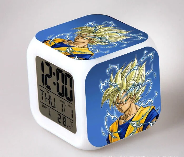 1 Япония Аниме DRAGON BALL Z Сон Гоку 7 цветов изменить светящийся будильник часы - Цвет: 1