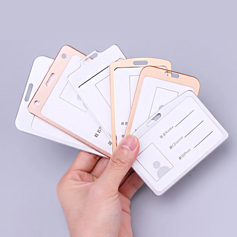 

1PCS Vertical & Horizontal Metal Lanyards Id Badge Holder Bank Card Exhibition Work Permit Name Tag School Office Supplies