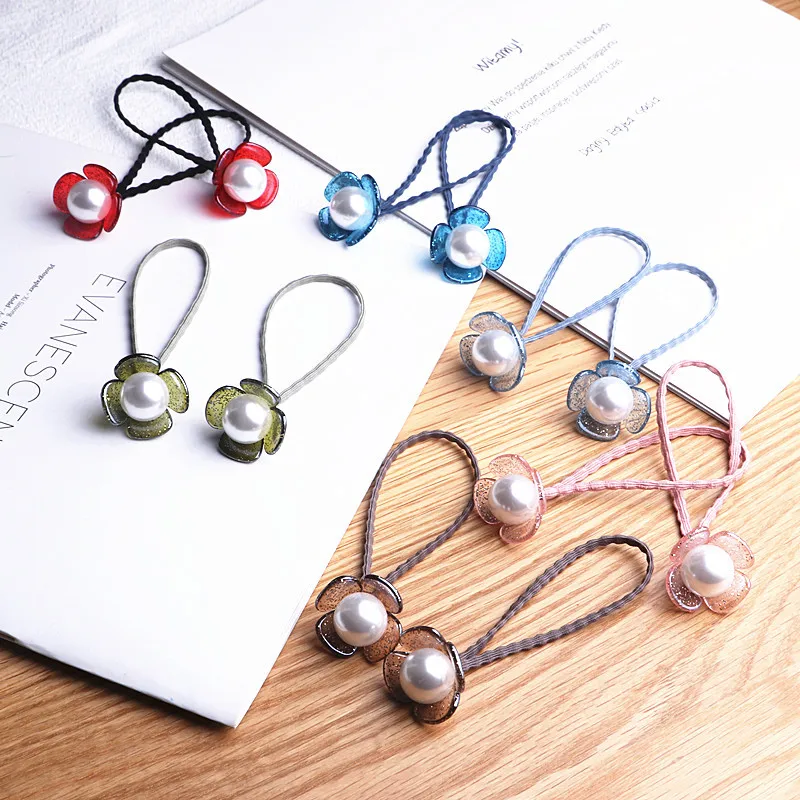 

2pcs/lot Pearl Flower Hair Accessories flower Hairring beautiful Princess elastic band head of hair for girls