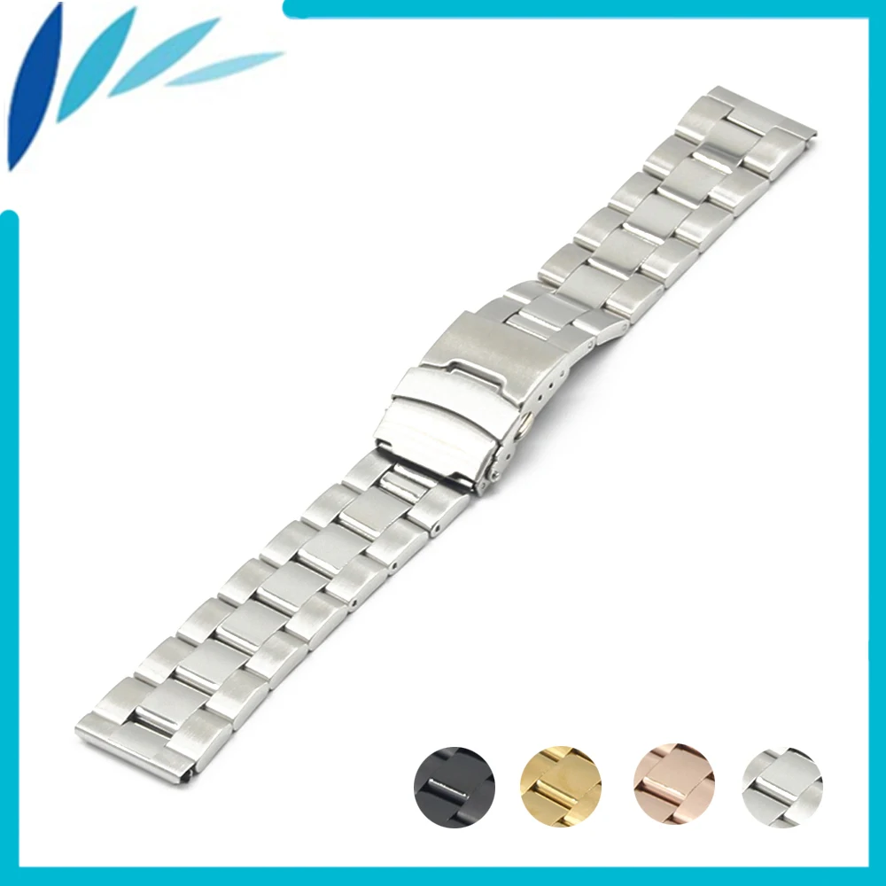 

Stainless Steel Watch Band 18mm 20mm 22mm for Mido Safety Clasp Strap Loop Belt Bracelet Black Rose Gold Silver + Spring Bar