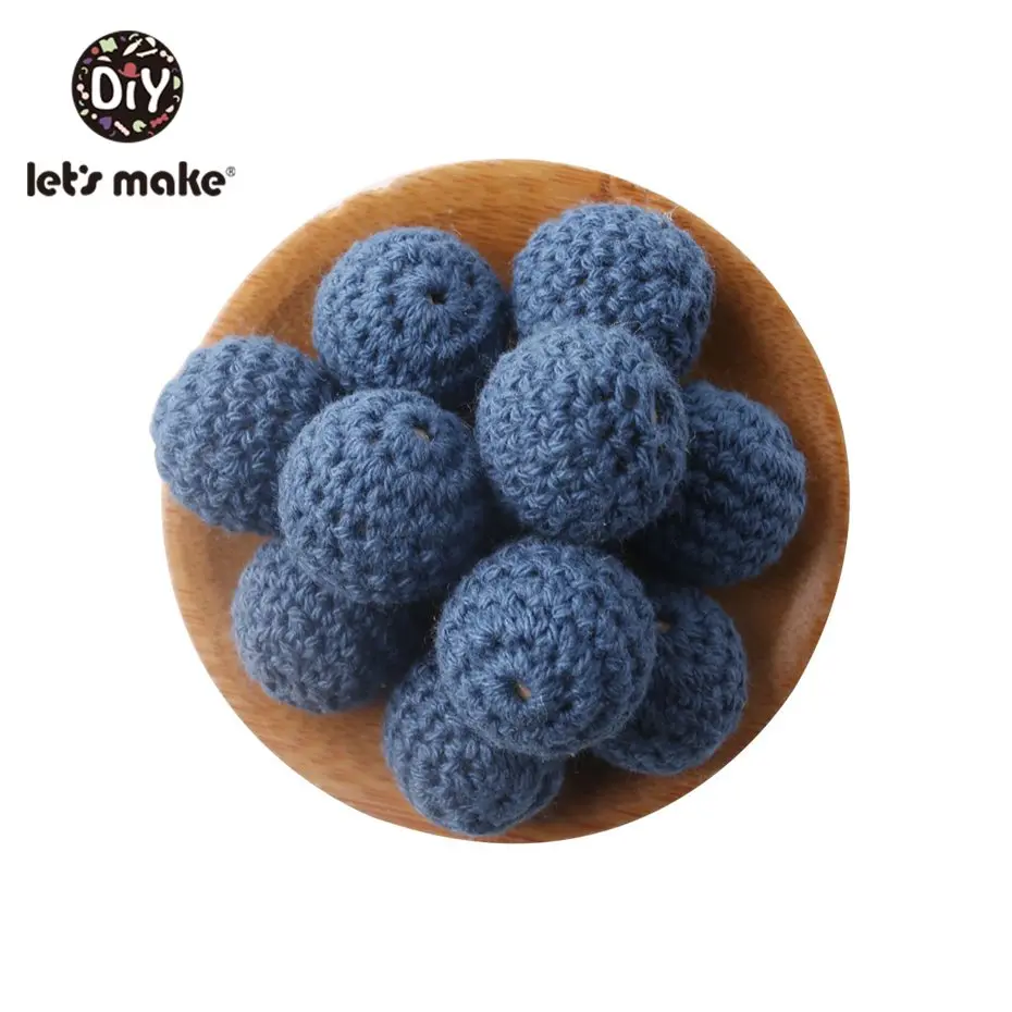 10 Let'S Make 20 мм 10 шт деревянные вязаные бусины жевательные бусины Diy деревянный Прорезыватель жемчужный бисер для детской кроватки игрушка сенсорная погремушка Детская Игрушка прорезыватель - Цвет: 10