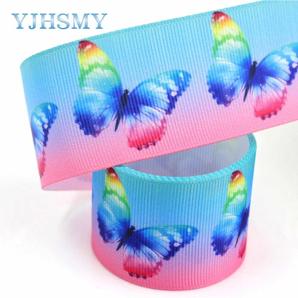 YJHSMY C-18317-33,38 mm 5 Yards butterfly Flower Printed grosgrain ribbons,DIY handmade Hair accessories,gift wrap Material images - 6