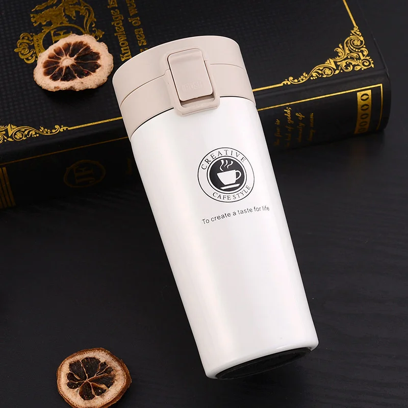 White Нержавеющая сталь термос кофейная кружка BPA-Free термос, вакуумная Изолированная бутылка для воды, двойные стенки кофейные кружки - Цвет: White