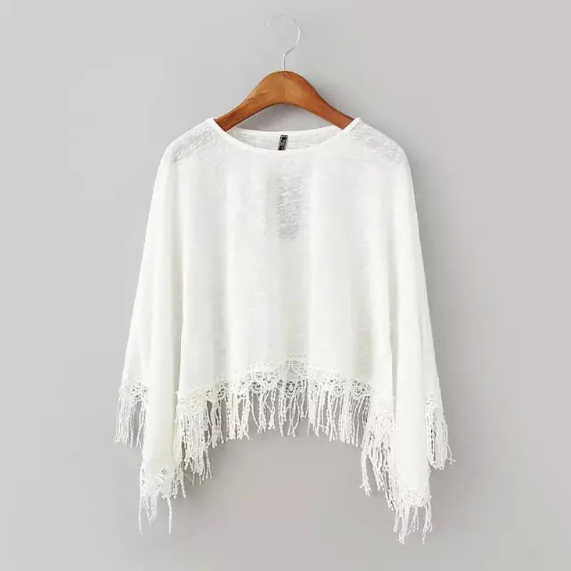 Женская футболка с бахромой Повседневная тонкая свободного покроя большие