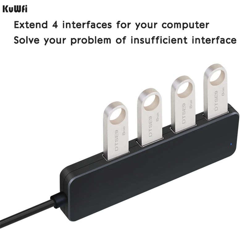 KuWFi usb хаб с 4 Порты и разъёмы s зарядное устройство внешний USB разветвитель микро