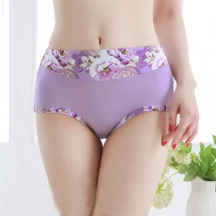 light purple Новое Женское нижнее белье, цветочные женские трусики, шорты с принтом, сексуальное нижнее белье, женские трусы, хлопковое нижнее белье для женщин - Цвет: light purple