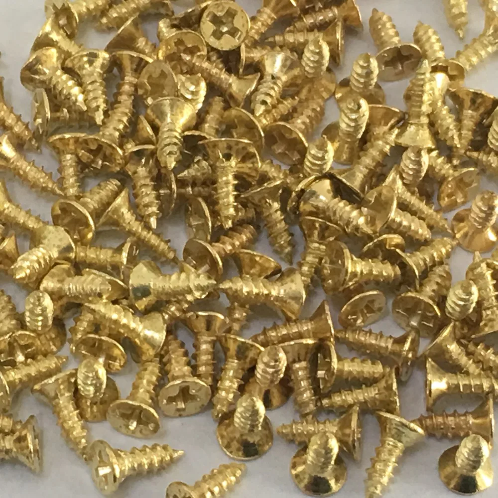 

200 J247b M2*6 Flat Self-tapping Screws Brass Material Golden Small Philip's Screws DIY Model Making Tools Sell at a Loss