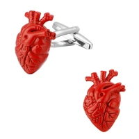 mens shirts cufflinks high quality copper material red heart cufflinks 5 pairs of packaging for sale