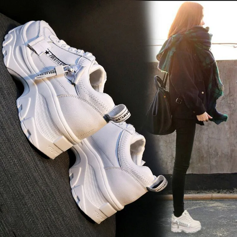 Повседневная женская обувь на молнии кроссовки массивной платформе zapatos De Mujer из