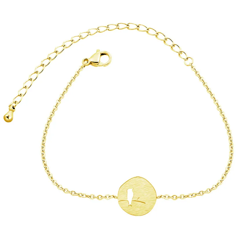 

ICFTZWE 10pcs Stainless Steel Bracelet Bird On a Branch Gold Bracelets For Women Bridesmaid Gift Bijoux Femme