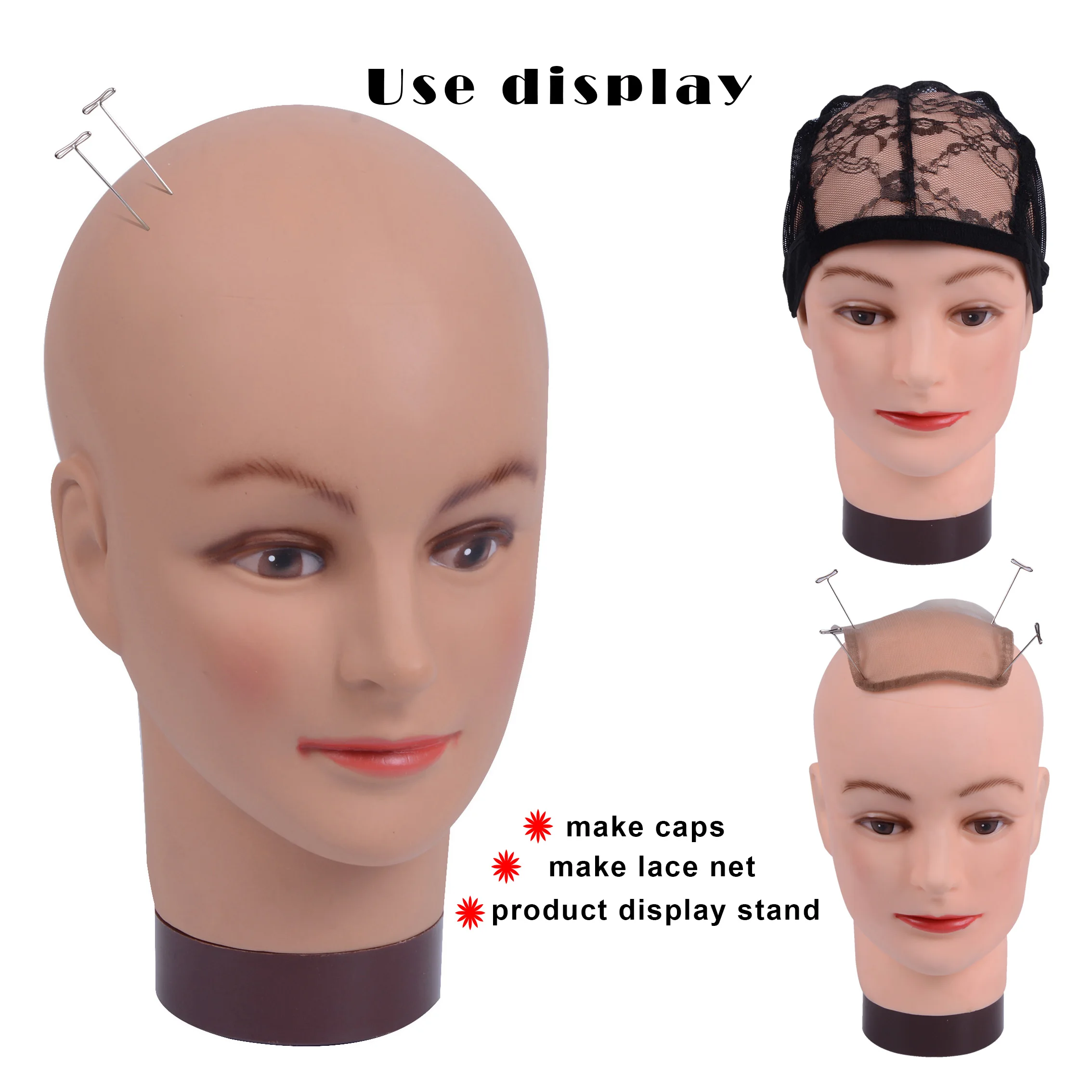 Bald Mannequin Head With Clamp Female Mannequin Head For Wig Making Hat Display Cosmetology Manikin Head For Makeup Practice