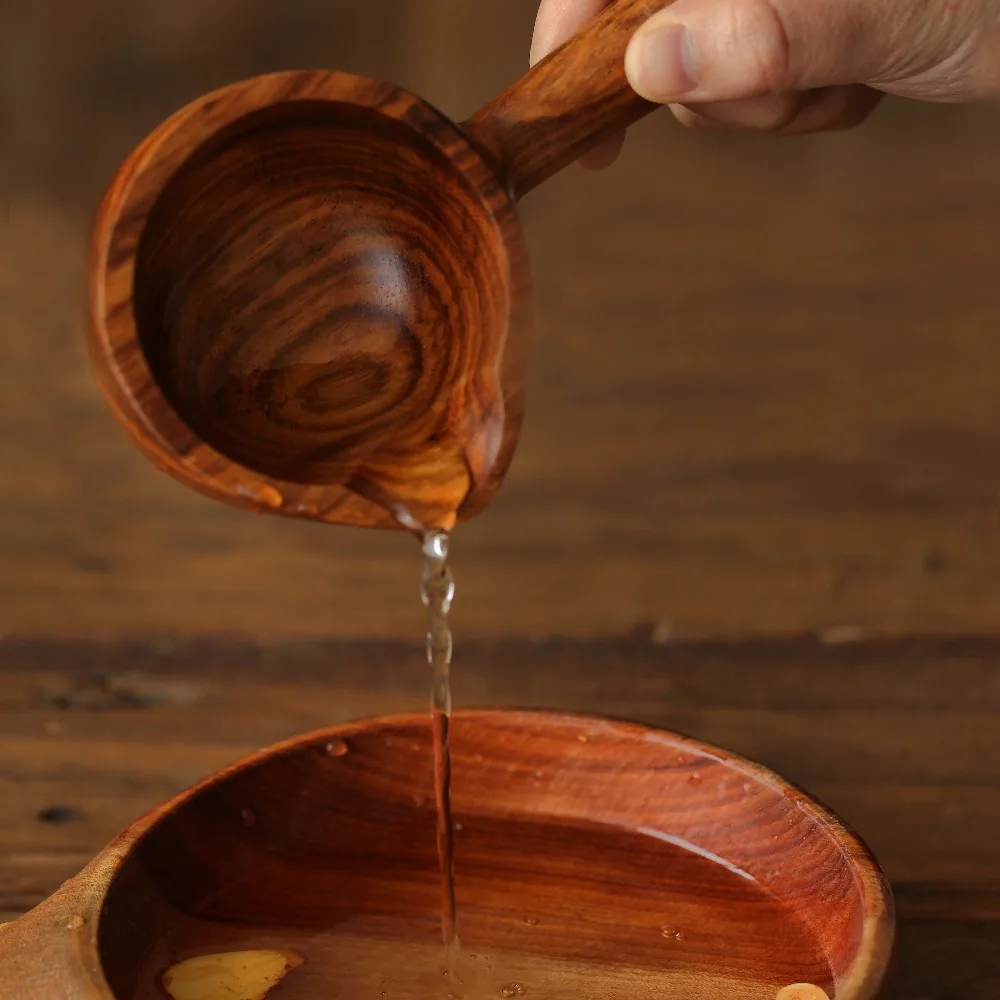 

Деревянная чаша из акации в японском стиле, винтажная, с ручкой, деревянная чаша для соуса, половник для воды, чайная ложка