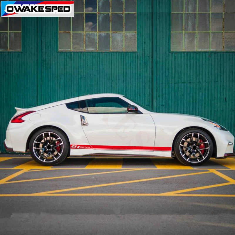 Спортивная наклейка в полоску для Nissan 370Z GT EDITION на боковую дверь автомобиля