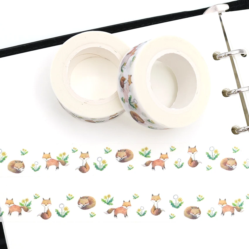 Коробка посылка Kawaii с принтом Лисенок для детей лента Washi отличное качество