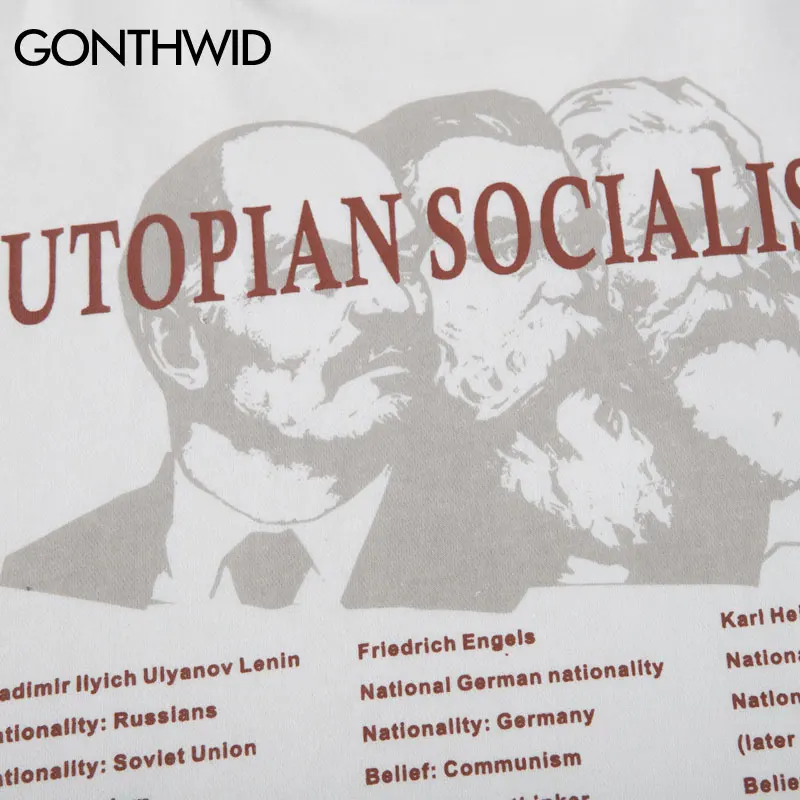 Мужские толстовки с принтом в виде Сталина GONTHWID Marx Engels Повседневный пуловер