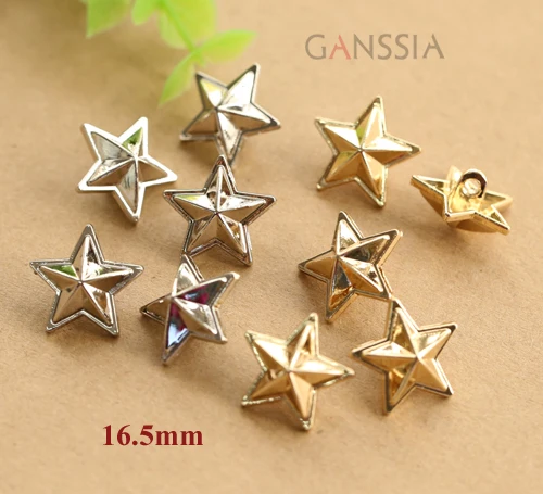 10 шт./лот золото и серебро Цвет Металл звезда кнопки для рукоделия хвостовик