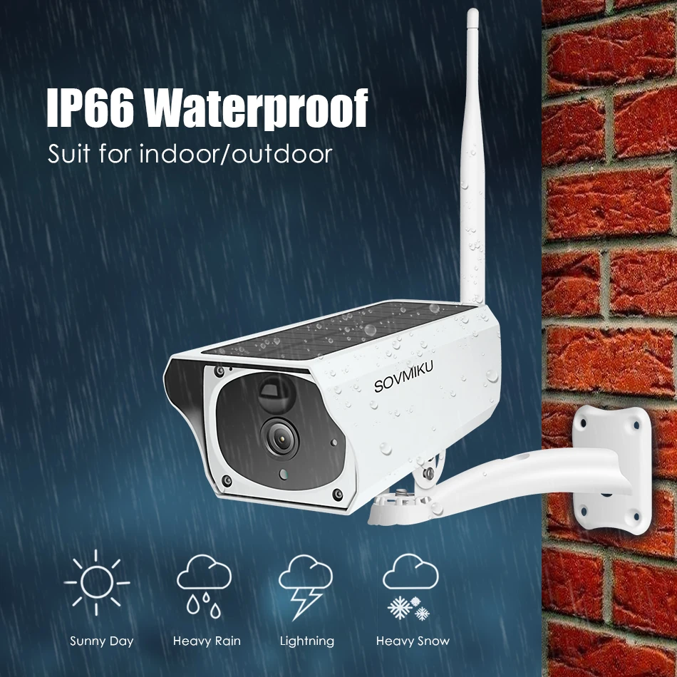Солнечная WIFI камера 1080P HD наружная беспроводная ip 2MP видеонаблюдения Встроенная