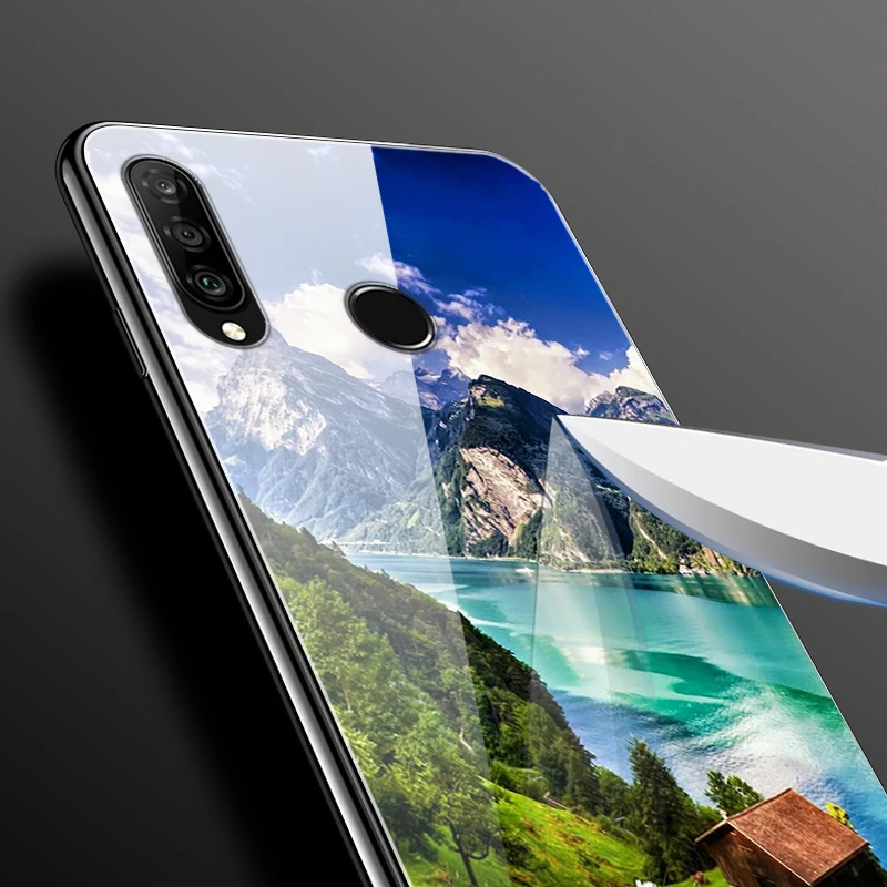 Для huawei P30 Lite чехол P30Lite глянцевое стекло TPU рамка твердая задняя крышка для huawei P30 Lite MRA-LX1M Nova 4E P 30 Lite чехол