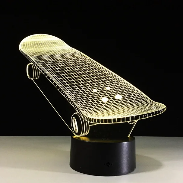 Amroe Cool Lampara лампа для мальчика скейтборд 3D светодиодный ночники Спальня Декор Colorf изменить атмосферу ребенок сон прикроватный подарок - Испускаемый цвет: 3D Skateboard