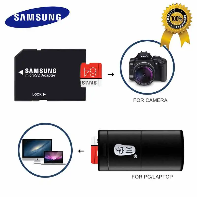 SAMSUNG Micro SD карта 32 Гб карта памяти карта Micro sd карта памяти 64 Гб 128 ГБ 256 ГБ C10 4KHD TF для мобильного телефона с SDHCSDXC