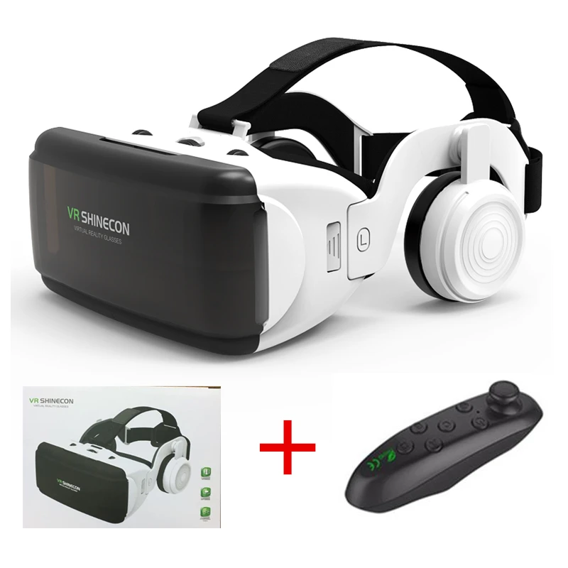 Красный VR Realidad Virtual 3D caja de gafas estereo VR Google cartón casco para IOS Android смартфон, Bluetooth рокер - Цвет: Красный
