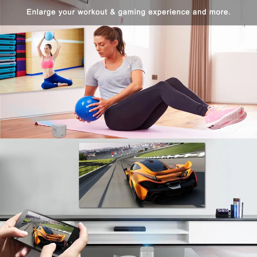 Портативный мини проектор AODIN Fusion 2500 люмен Wi Fi Карманный DLP LED ТВ поддержка 1080P