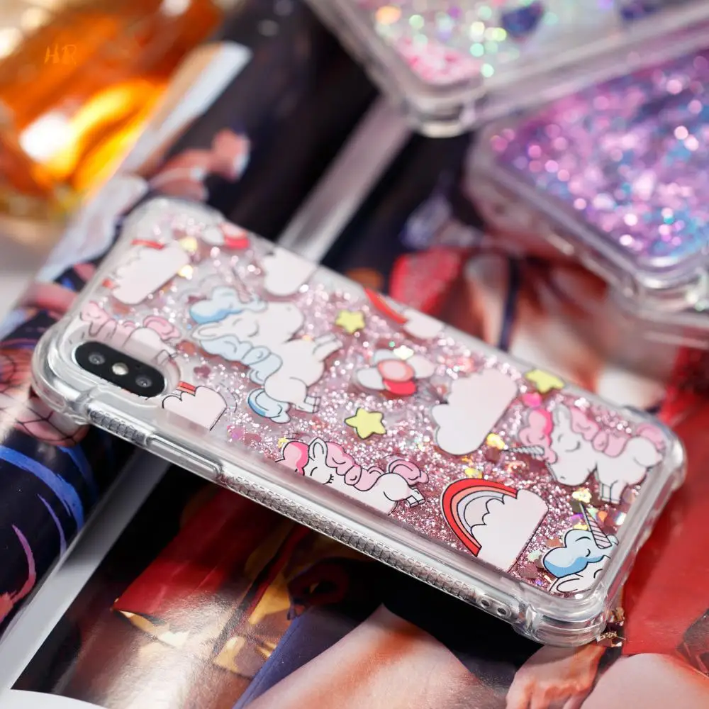 Блестящий плавающий зыбучий песок анти осенний чехол для iPhone XS XR 6 S 7 8 X TPU Plus MAX