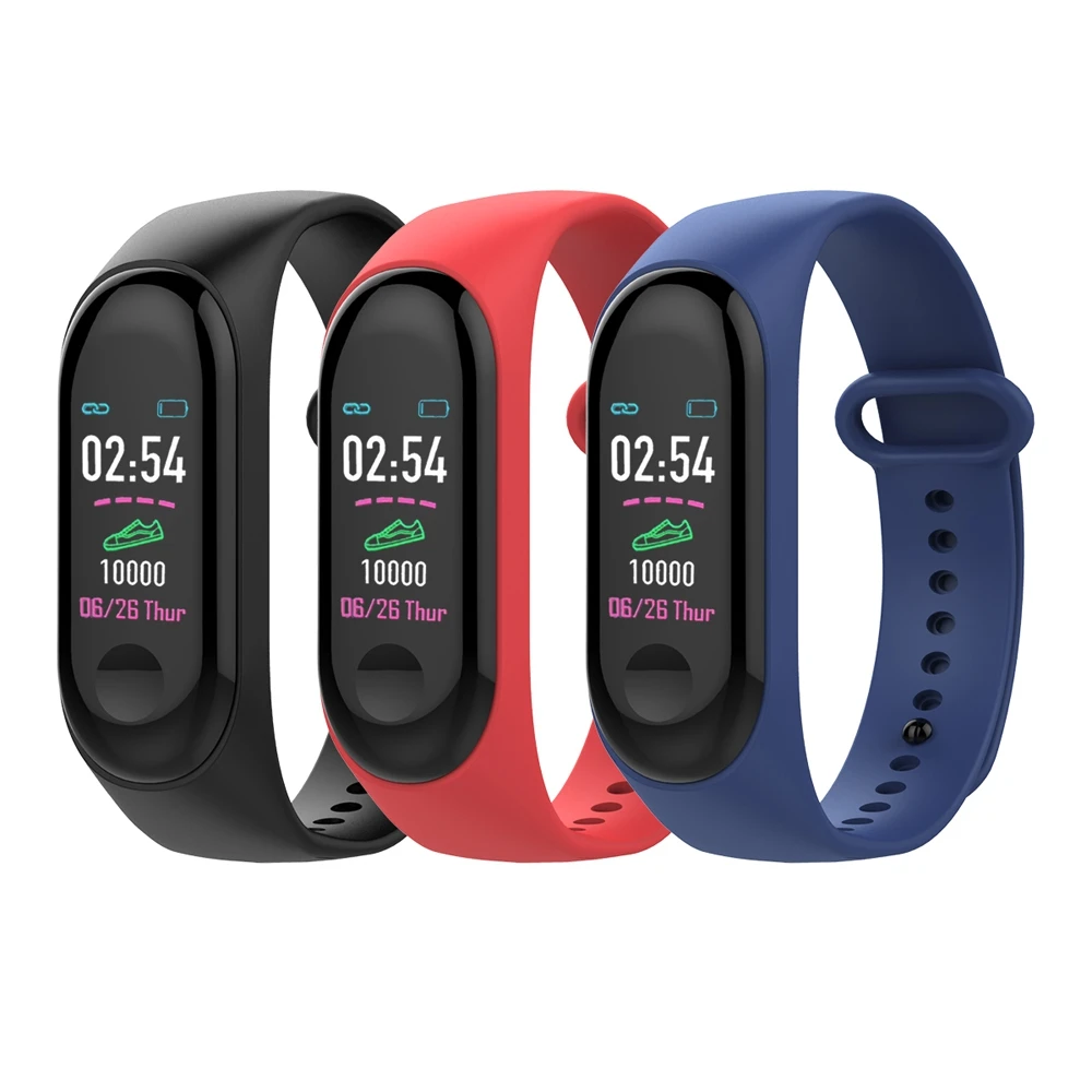 M3 Heart Rate Blood Pressure Health Color Screen Smart Wristband Fitness Tracker Pedometer Sports Bluetooth Bracelet Band | Электроника