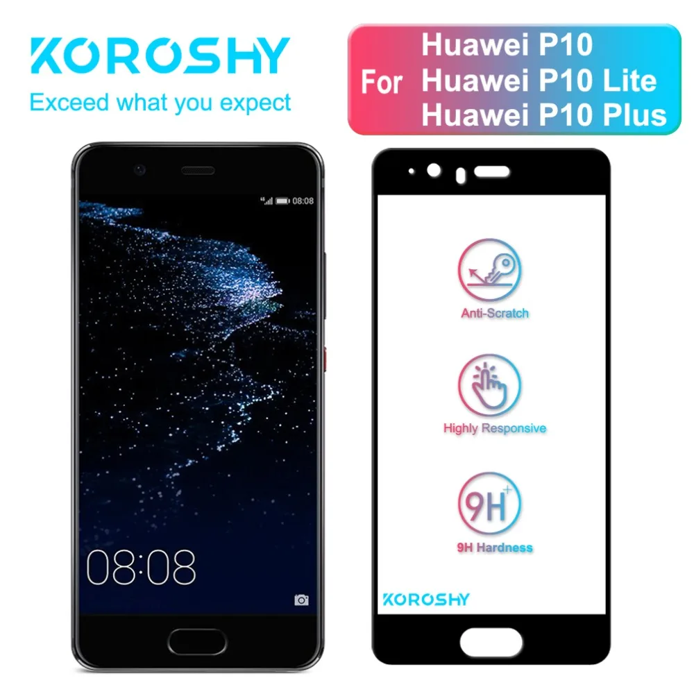 KOROSHY 9H полное покрытие закаленное стекло для Huawei P10 Lite Plus P10Lite P10Plus защита экрана HD