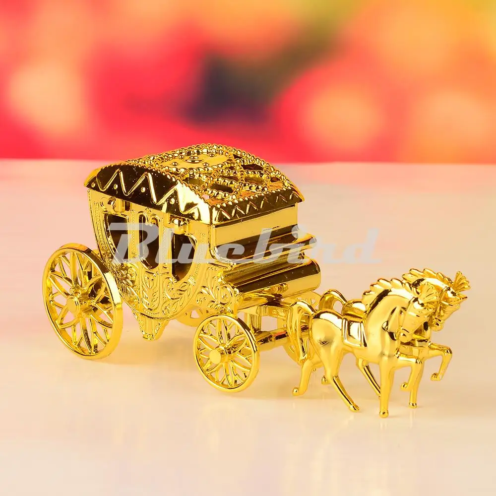 Gold КОРОЛЕВСКАЯ КАРЕТА Дизайн Свадебная коробка/коробка для конфет/Свадебная коробка для конфет Золотая и серебряная Золушка тема - Цвет: Gold
