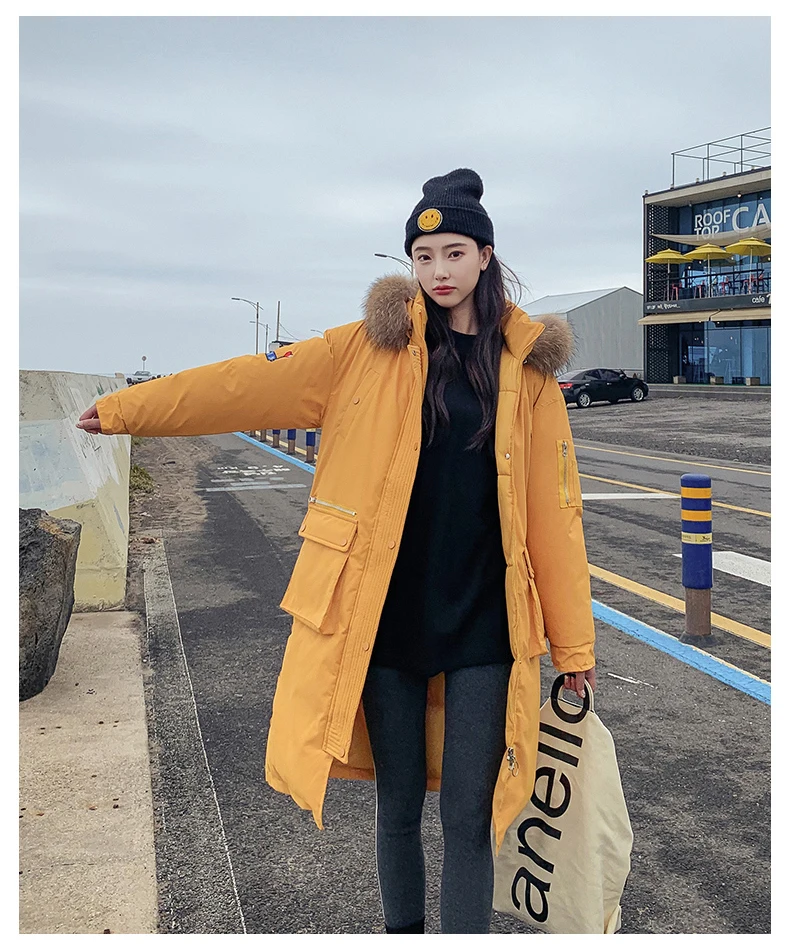25 градусов, зимняя куртка X-long parkas, пальто для женщин, утолщенная, теплая, большой меховой воротник, куртка, пальто, повседневная женская зимняя верхняя одежда из синтепона, парки