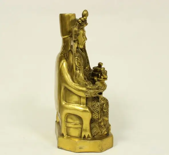 24 см в народном стиле Китайский Латунь YuanBao богатство Cai Бог Маммона Дракон