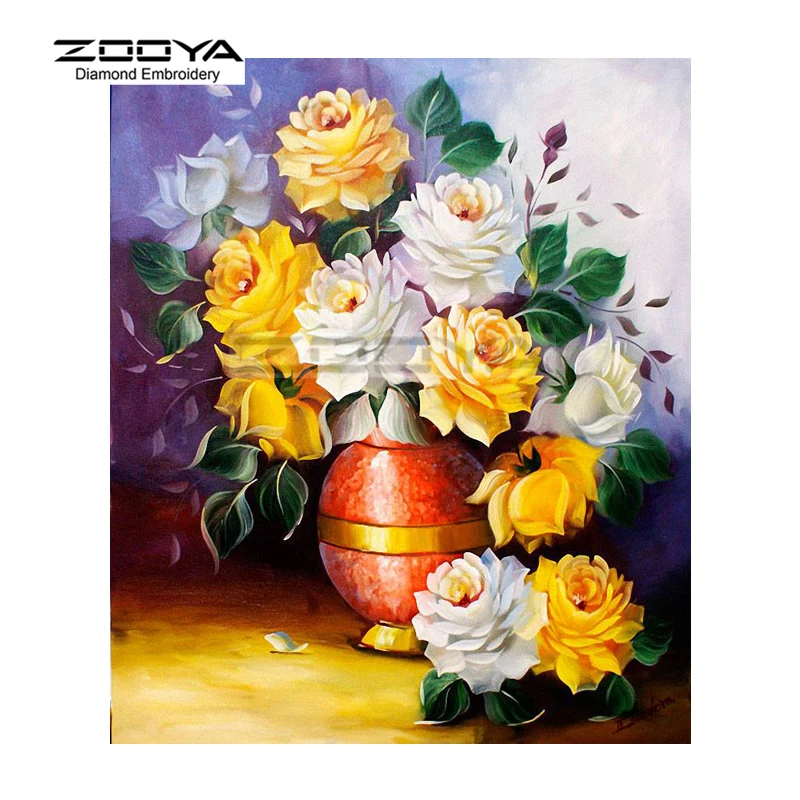 ZOOYA Алмазная вышивка 5D DIY алмазная живопись белый и желтый цветок крестиком
