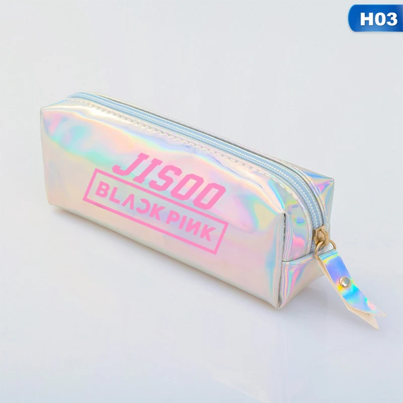 1 шт. BTS красочные Радуга лазерный Карандаш Чехол из прозрачного ПВХ Карандаш сумка, школьные принадлежности