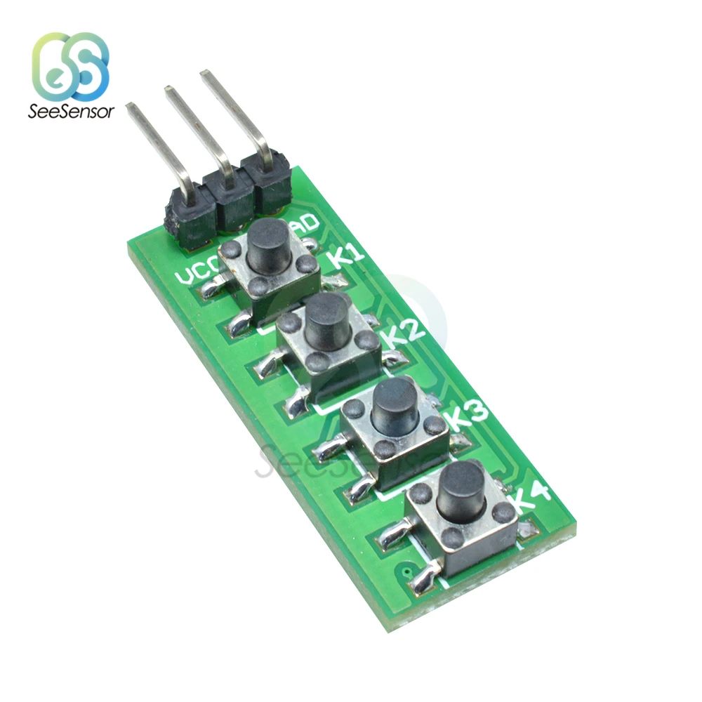 3-12V KC11B04 4 Key Analog Buttons AD Keypad Board ADC Port Keyboard for Arduino MEGA2560 Breadboard | Инструменты
