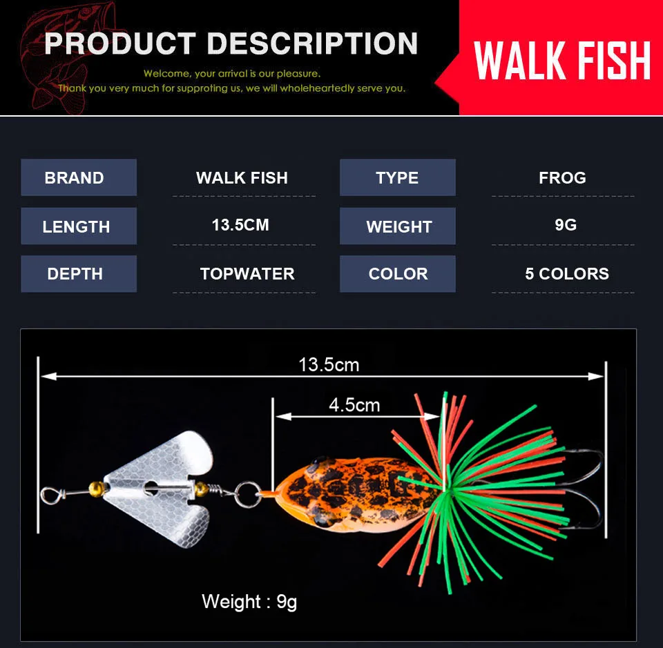 WALK FISH 1 шт. 135 мм 9 г рыболовные приманки тройные Крючки Topwater Ray лягушка гольян приманка воблеры 3D Глаза рыболовные снасти