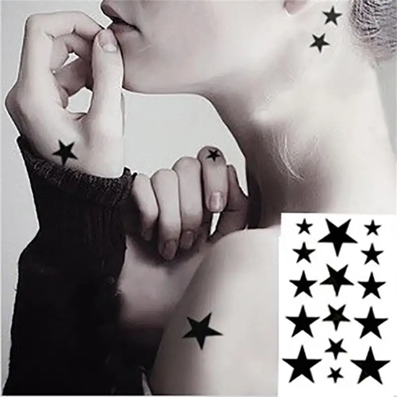 

Body Art waterproof temporary tattoos for men women beautiful 3d black star design flash tattoo sticker Free Shipping HC-021