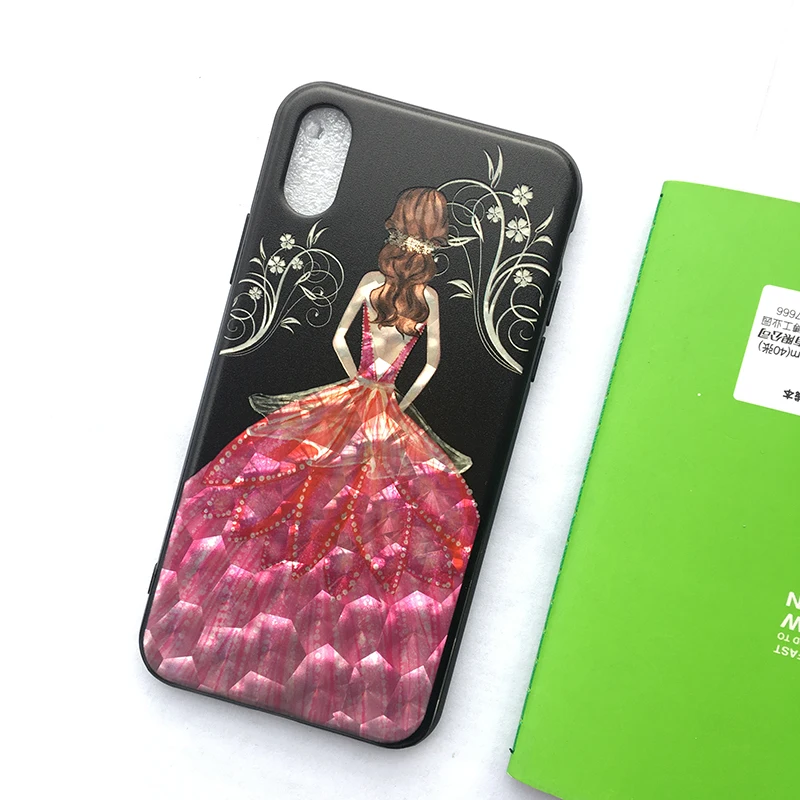 GABOOM чехол для телефона iPhone 7 Bling 6 6s плюс 8 X рельеф красивое платье девочек