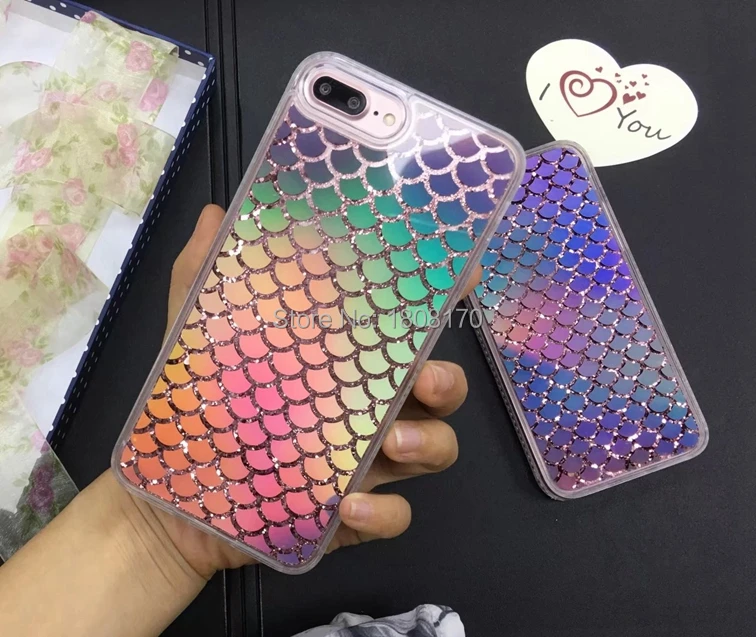 Bling Dynamic Liquid Scale чехол с блестками для iPhone 6 6S 7 Plus I7 I6 I6S Diamond Quicksand Hard PC + TPU мобильного