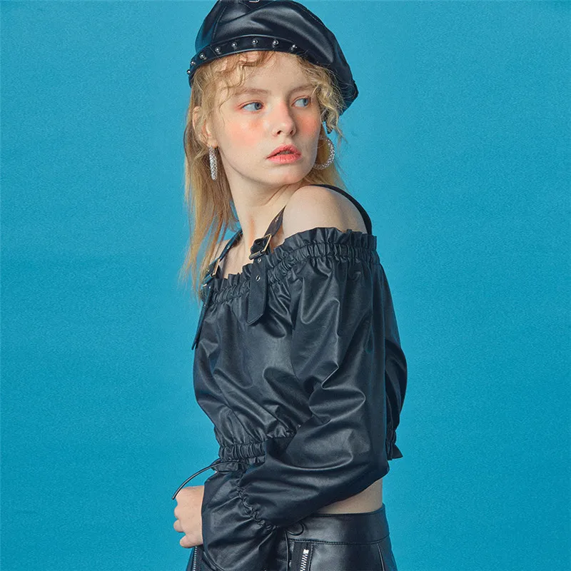 Готический футболка сексуальная бинты с открытыми плечами длинным рукавом Slash