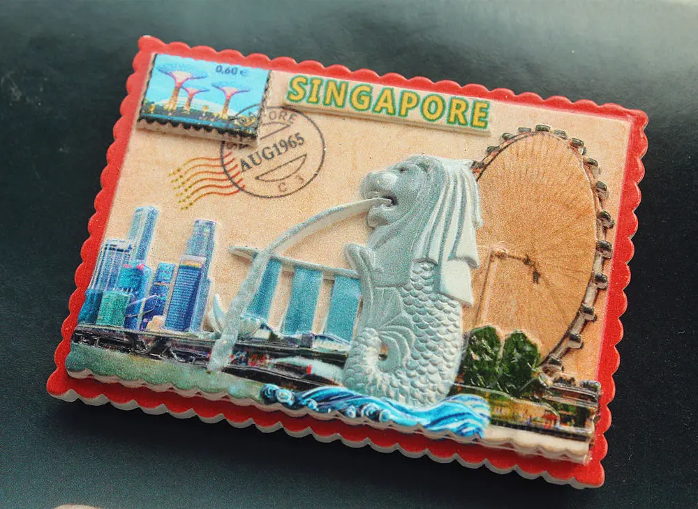 Сингапур Merlion Park туристический сувенир для путешествий 3D декоративный магнит