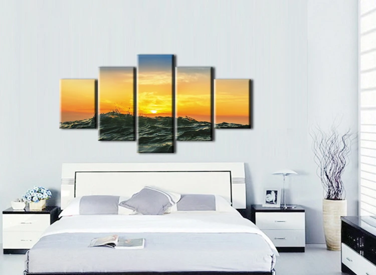 5 шт. фотографии настенный домашний декор гостиная пляж закат картина печать на