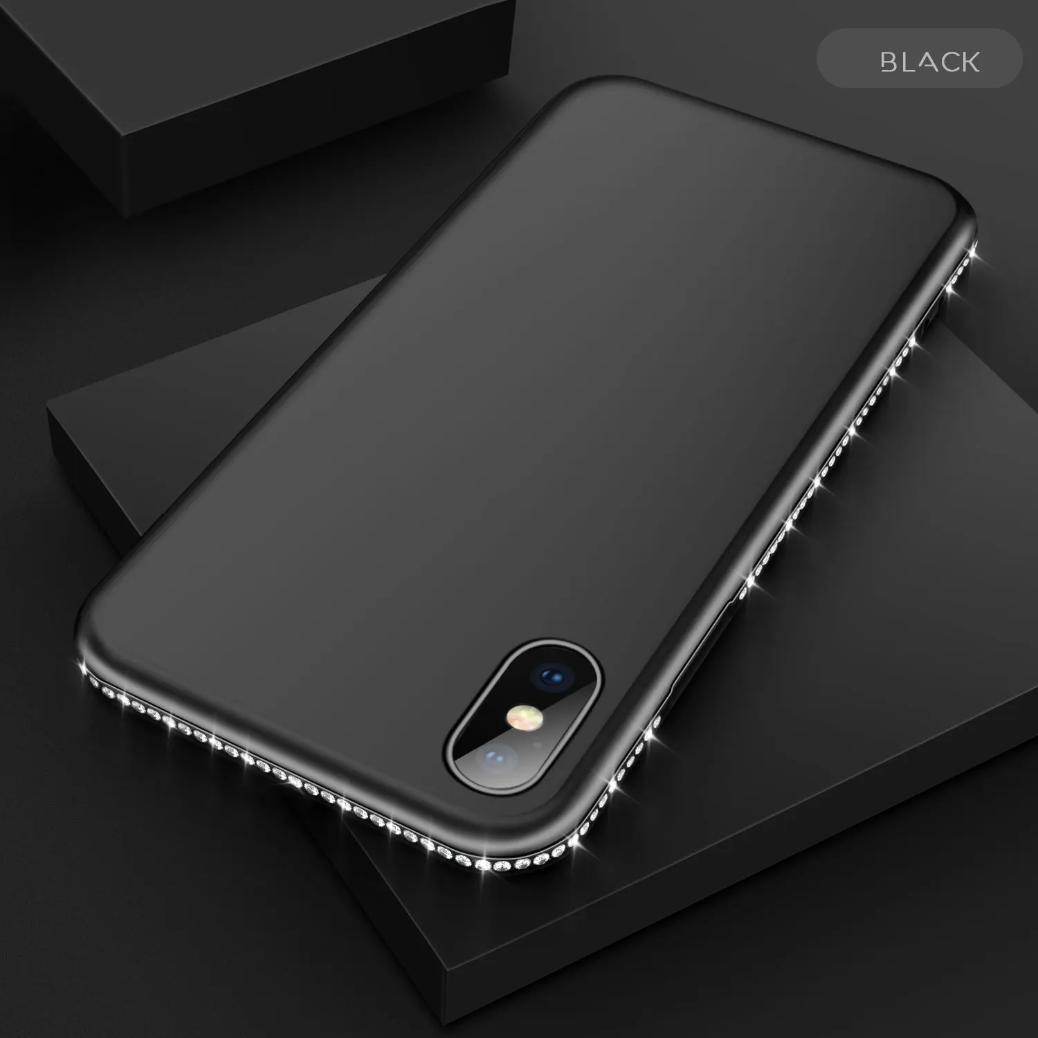 Силиконовый чехол со стразами для iPhone X 5 7 8 6 6S Plus 7Plus 8Plus Блестящий Мягкий матовый