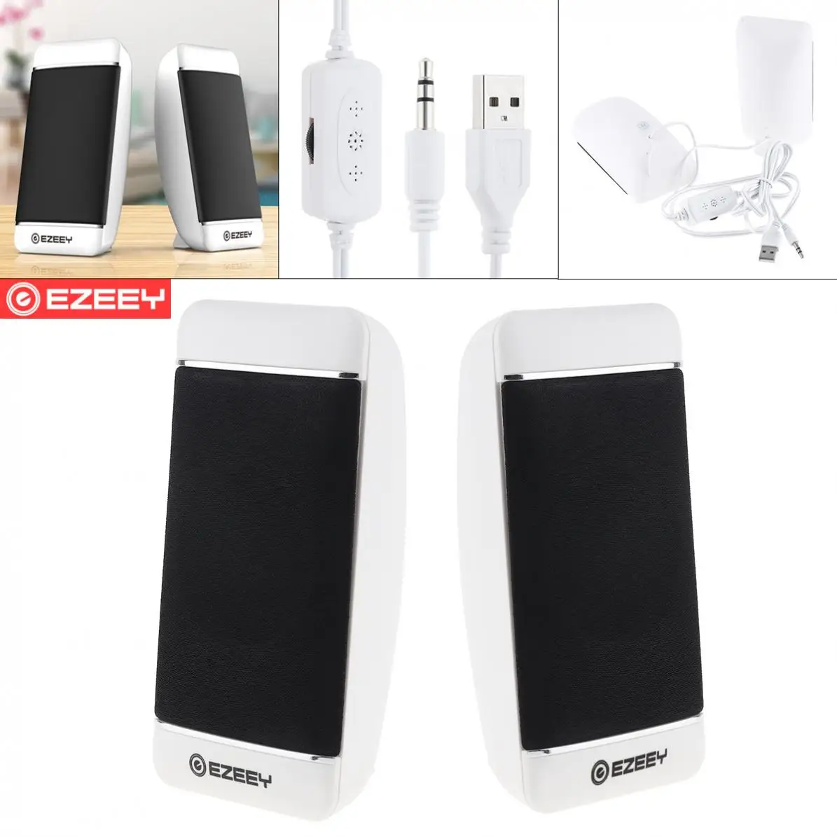 

EZEEY S4 Mini Plastic USB 5V Subwoofer Speaker with 3.5MM Audio Socket and Volume Control for Laptop / Phone