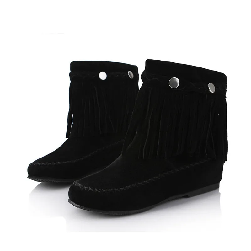 SWONCO Women's Shoes Ankle Boots Plus Size 34-45 Fashion Tassel Autumn Winter Boot Ankle Boots For Women Female Shoes Woman Boot - Цвет: Black Winter