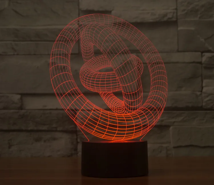 3D Оптическая иллюзия кольцо в Светодиодные ночные лампы Красочные светодиоды