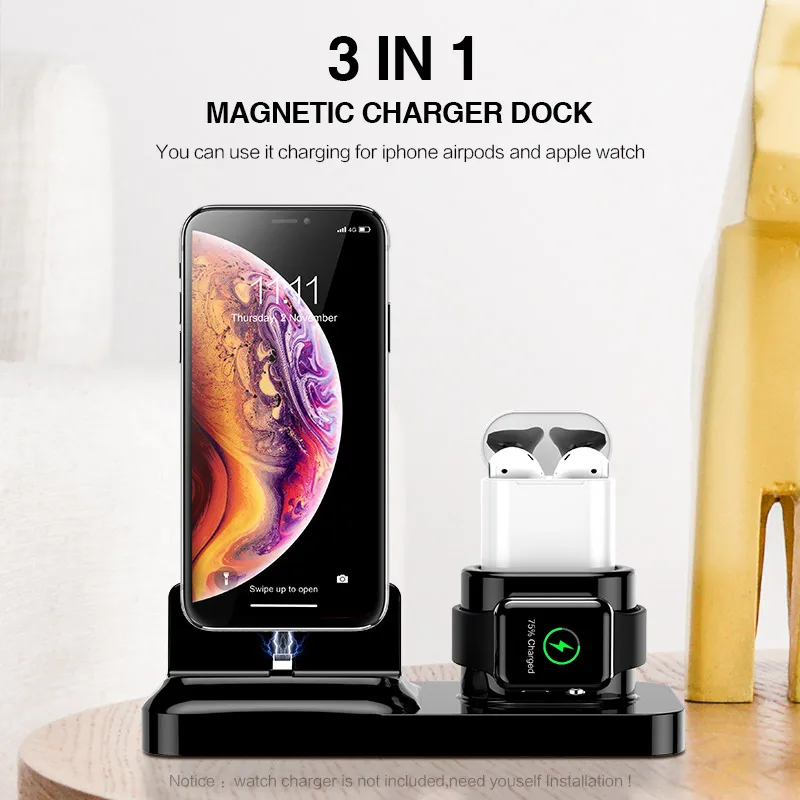 YBD Беспроводное зарядное устройство для iPhone Apple Watch X XR XS Max 8 док станция Airpods