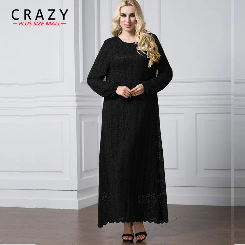Размера плюс кружево платье L-7XL для женщин в винтажном стиле Цвет Черный Длинные
