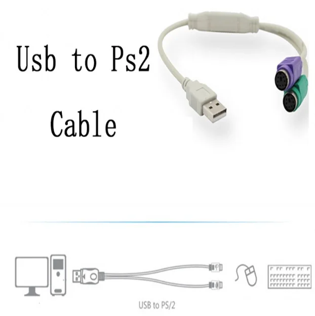 USB кабель переходник типа папа в PS/2 PS2 Мама адаптер шнура конвертера с клавиатурой
